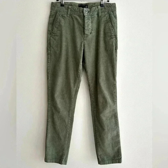 ASOS Design Green Corduroy Pants, W29" L30", Fall Teacher Women’s Casual Pants - Picture 1 of 16